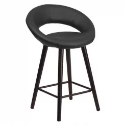 Flash Furniture Black Vinyl Counter Stool, 24"H, Seat Height Range: 24-1/2"