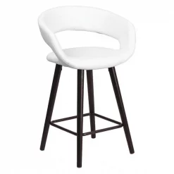 Flash Furniture White Vinyl Counter Stool, 24"H, Frame Material: Wood