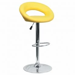 Flash Furniture Yellow Vinyl Barstool, Adj Height, Seat Height Range: 24" to 32-3/4"
