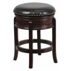 Flash Furniture Backless Stool, Cappuccino, 24", Seat Height Range: 25"
