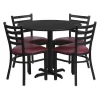 Flash Furniture Round Blk Lam Table, Brgundy Vinyl Seat, Rnd, 36", 36" W, 36" L, 30" H, Laminate Top, Wood Grain -Kitchen & Dining Furniture Sales Store Z xsL lcpEx