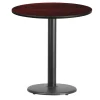 Flash Furniture Round Mahogany Laminate Table w/Rnd Base, 24", 24" W, 24" L, 31.125" H, Laminate Top, Wood Grain