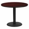 Flash Furniture Round Mahogany Laminate Table w/Rnd Base, 36", 36" W, 36" L, 31.125" H, Laminate Top, Wood Grain