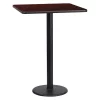 Flash Furniture Square Laminate Table, 24" W, 24" L, 43.125" H, Laminate Top, Wood Grain