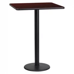 Flash Furniture Square Laminate Table, 24" W, 24" L, 43.125" H, Laminate Top, Wood Grain