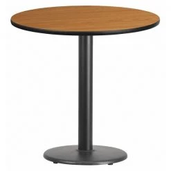 Flash Furniture Round Natural Laminate Table, 30" W, 30" L, 31.125" H, Laminate Top, Wood Grain