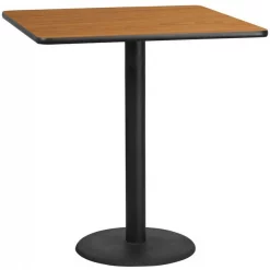 Flash Furniture Square Natural Laminate Table, 42" W, 42" L, 43.125" H, Laminate Top, Wood Grain
