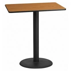 Flash Furniture Rectangle Ntural Lam Table, Rect w/Rnd Base, 30"x42", 30" W, 42" L, 43.125" H, Laminate Top