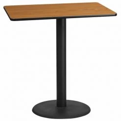 Flash Furniture Rectangle Ntural Lam Table, Rect w/Rnd Base, 30"x45", 30" W, 45" L, 43.125" H, Laminate Top