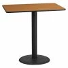 Flash Furniture Rectangle Ntural Lam Table, Rect w/Rnd Base, 30"x48", 30" W, 48" L, 43.125" H, Laminate Top