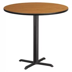 Flash Furniture Round Natural Laminate Table, 42" W, 42" L, 43.125" H, Laminate Top, Wood Grain