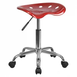 Flash Furniture Tractor Seat w/Chrome Frame, Wine Red