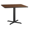 Flash Furniture Square Walnut Table, Sqr w/x-Base, 42" W x 13" H, 42" W, 42" L, 31.125" H, Laminate Top, Wood Grain