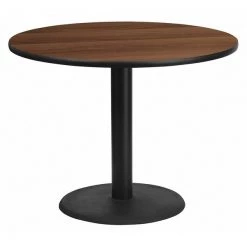 Flash Furniture Round Walnut Lmnt Table Top, Round w/Base, 42", 42" W, 31-1/8" H, Walnut