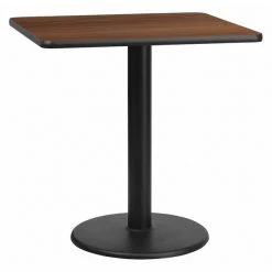 Flash Furniture Square Walnut Table Top, Square w/Round Base, 30", 30" W, 30" L, 31.125" H, Laminate Top, Wood Grain