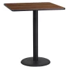 Flash Furniture Square Walnut Table Top, Square w/Round Base, 36", 36" W, 36" L, 43.125" H, Laminate Top, Wood Grain -Kitchen & Dining Furniture Sales Store Z xtFvpcpEx
