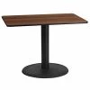Flash Furniture Rectangle Walnut Table, Rctngl w/Round Base, 24"x42", 24" W, 42" L, 31.125" H, Laminate Top