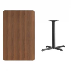 Flash Furniture Rectangle Walnut Table, Rctngl w/Round Base, 30"x48", 30" W, 48" L, 31.125" H, Laminate Top