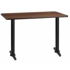 Flash Furniture Rectangle Walnut Table, Rectangle w/T-Base, 30"x42", 30" W, 42" L, 31.125" H, Laminate Top