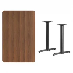 Flash Furniture Rectangle Walnut Table, Rectangle w/T-Base, 30"x48", 30" W, 48" L, 31.125" H, Laminate Top