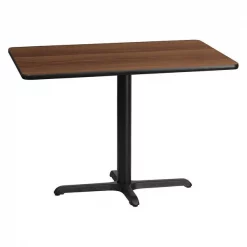 Flash Furniture Rectangle Walnut Table, Rectangle w/X-Base, 30"x42", 30" W, 42" L, 31.125" H, Laminate Top