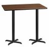 Flash Furniture Rectangle Walnut Table, Rectangle w/X-Base, 30"x60", 30" W, 60" L, 43.125" H, Laminate Top