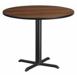 Flash Furniture Round Walnut Table Top, Round w/X-Base, 42", 42" W, 42" L, 31.125" H, Laminate Top, Wood Grain