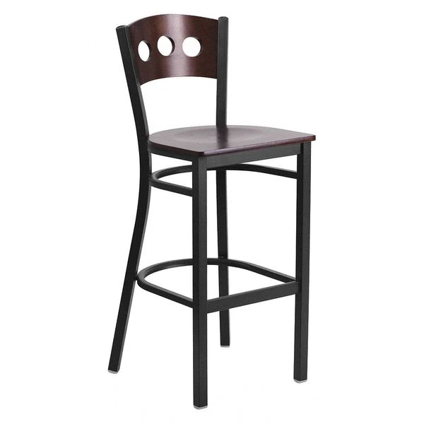 Flash Furniture Stool, 3 Circle, Blk/Wal, Walnut Wood Seat 3 Flash Furniture Stool, 3 Circle, Blk/Wal, Walnut Wood Seat