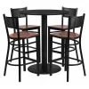 Flash Furniture Blk Bar Table, Rnd w/Cherry Seats, 36", 36" W, 36" L, 42" H, Laminate Top, Wood Grain 1 Flash Furniture Blk Bar Table, Rnd w/Cherry Seats, 36", 36" W, 36" L, 42" H, Laminate Top, Wood Grain -Kitchen & Dining Furniture Sales Store Z xtHxjcpEx