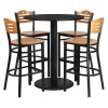 Flash Furniture Blk Bar Table, Rnd w/Natural Seats, 36", 36" W, 36" L, 42" H, Laminate Top, Wood Grain -Kitchen & Dining Furniture Sales Store Z xtHxkcpEx