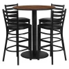 Flash Furniture Walnut Bar Table, Round w/Black Seats, 36", 36" W, 36" L, 42" H, Laminate Top, Wood Grain -Kitchen & Dining Furniture Sales Store Z xtHxmcpEx