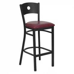 Flash Furniture Blk Circle Restaurant Stool, Burgndy Sea