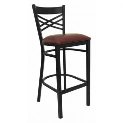 Flash Furniture Restaurant Stool, X Back, Burgundy Seat