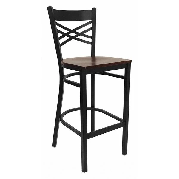 Flash Furniture Restaurant Stool, X Back, Mahogany Seat 3 Flash Furniture Restaurant Stool, X Back, Mahogany Seat