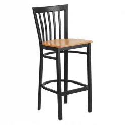 Flash Furniture Restaurant Stool, School Back, Nat Seat