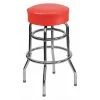 Flash Furniture Double Ring Chrome Stool, Red Seat
