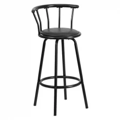 Flash Furniture Swivel Barstool, Mtl, Crown Back, Blk Seat