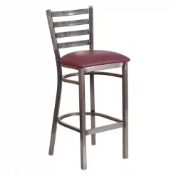 Flash Furniture Barstool, Ladder Back, Clr w/Burgundy Sea