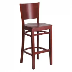 Flash Furniture Barstool, Solid Back, Mahogany Wood