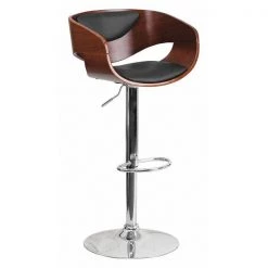 Flash Furniture Wood Barstool, Walnut w/Blk Vinyl Seat, Frame Material: Metal