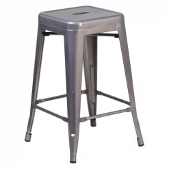 Flash Furniture Clear Backless Metal Stool, 24"
