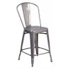 Flash Furniture Indoor Stool w/Back, Metal, Clear Coat, 24" -Kitchen & Dining Furniture Sales Store Z xty qcpEx