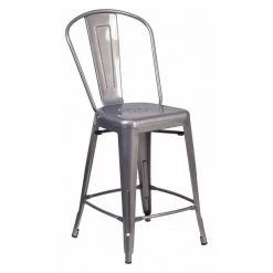Flash Furniture Indoor Stool w/Back, Metal, Clear Coat, 24"