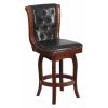 Flash Furniture Stool, Cherry Wood w/Blk Leather Seat, 26", Material: Plywood, Foam